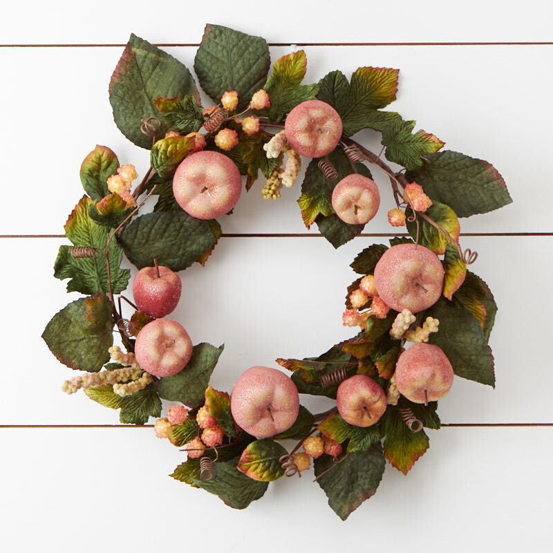 18″ Artificial Ice Frosted Apple and Berry Wreath