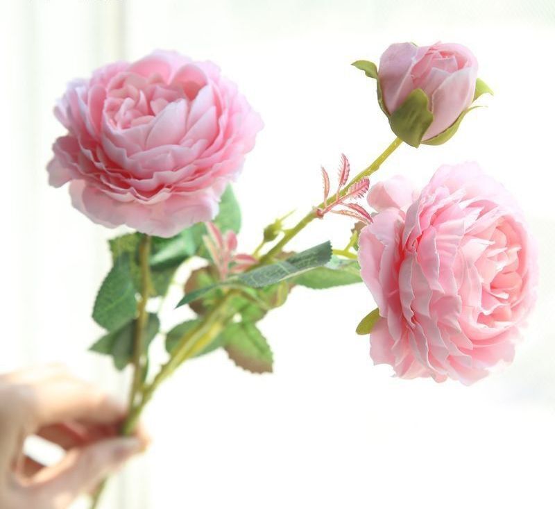 3 Head Artificial Rose Synthetic Flower For Valentine Wedding Bouquet Decor NEW