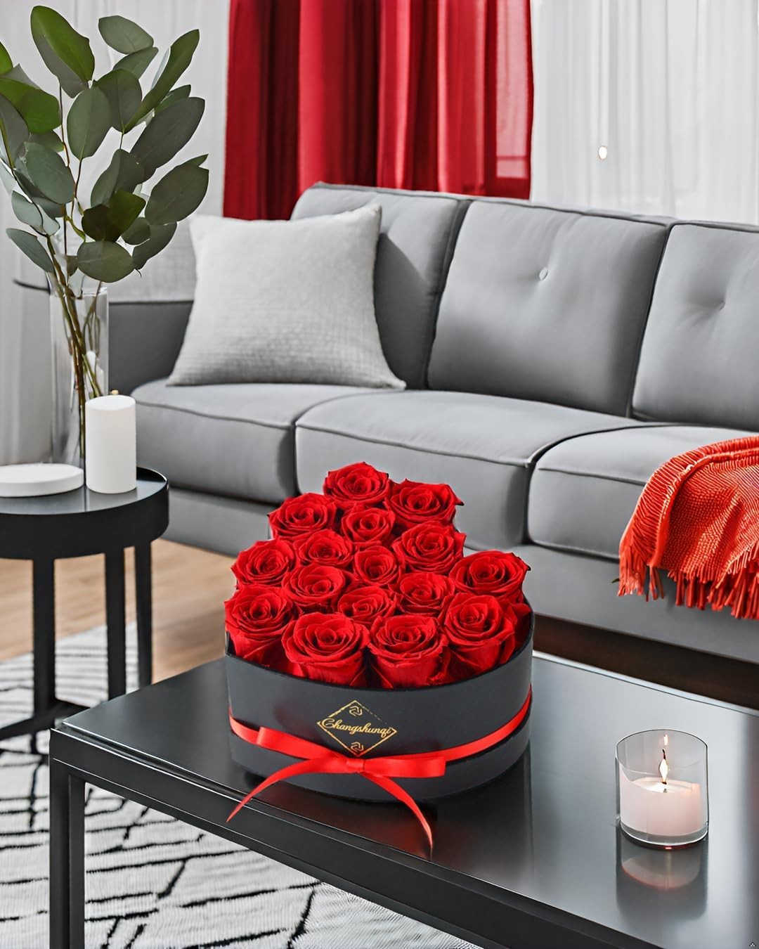 16 Preserved Roses in Heart Box Forever Flowers Romantic Gift for Women