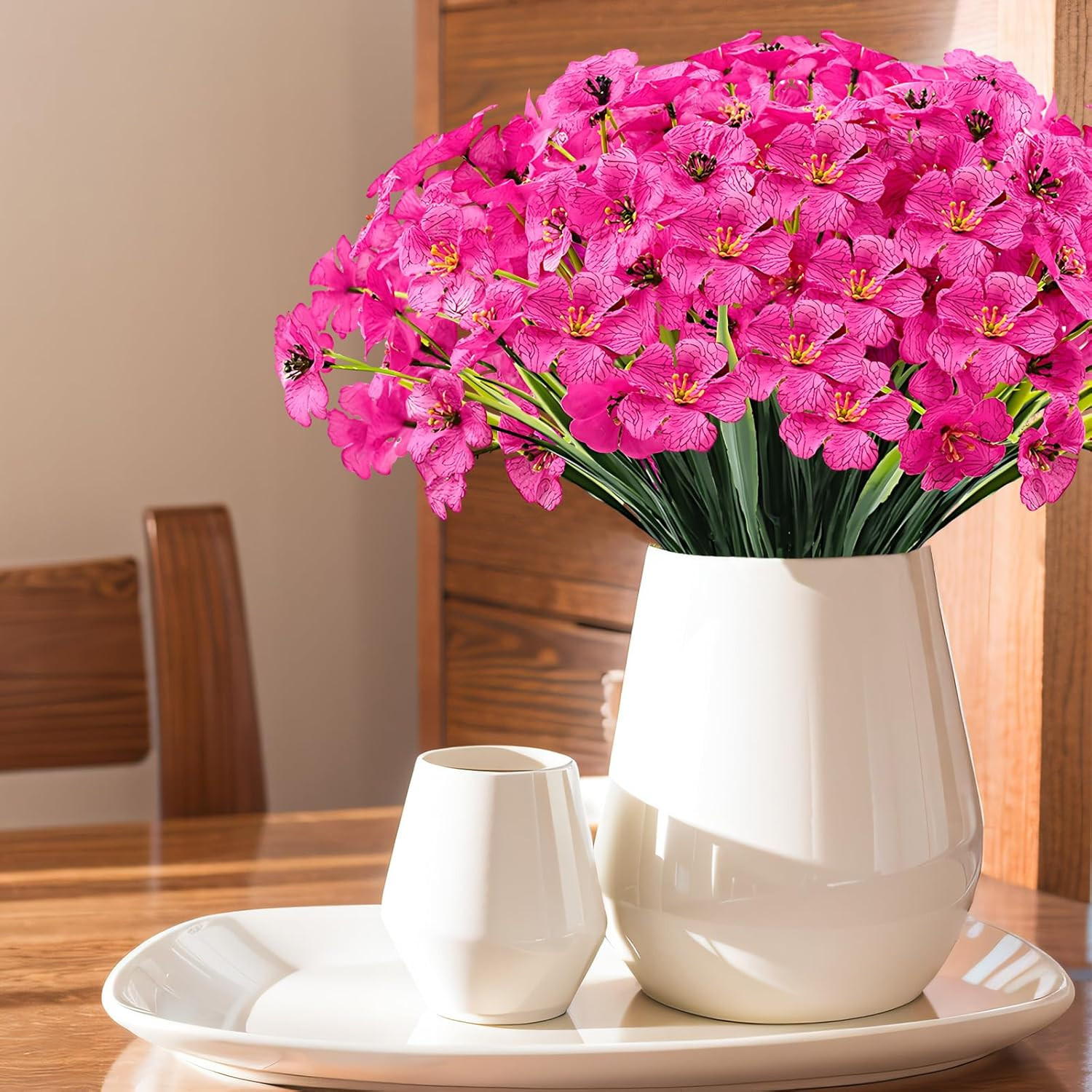 20 Bundles Outdoor Artificial Flowers UV Resistant with Faux Silk Flowers and No