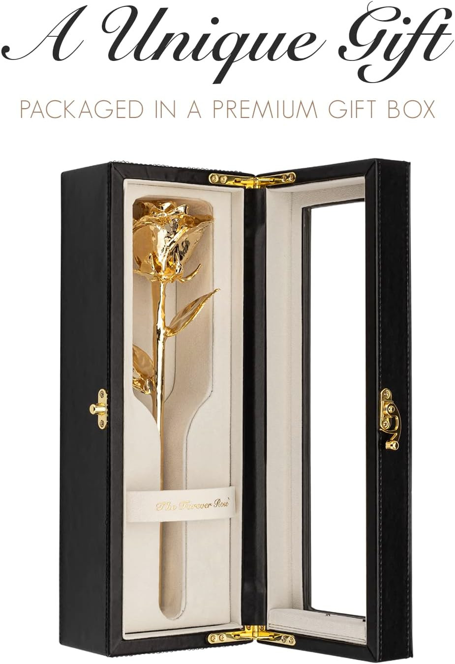 Genuine Gold Dipped Rose in Luxury Leather Case with LED Lights – Unique Gift