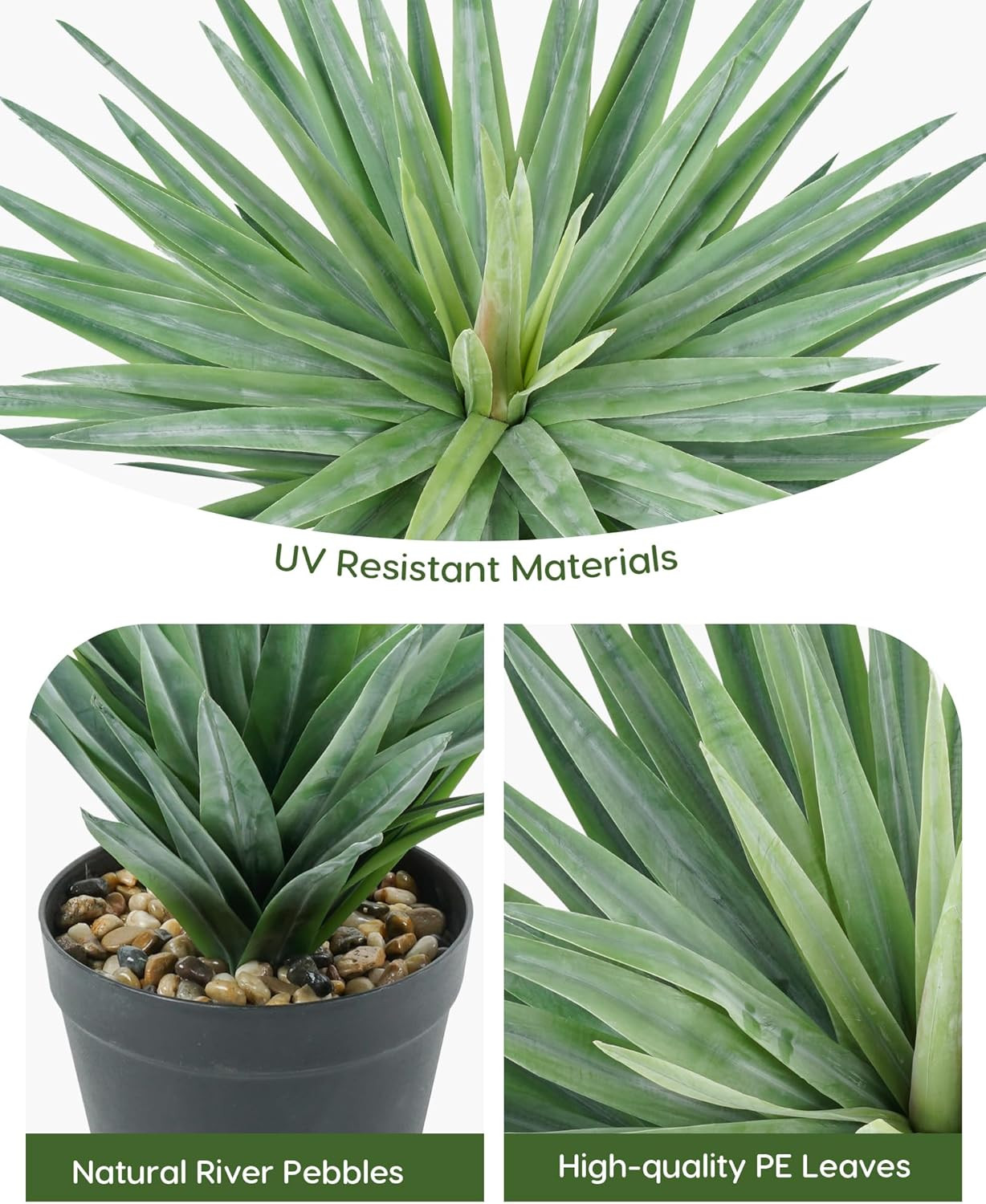 Large Artificial Agave Plant in Pot – 27″ Tall, 126 Leaves