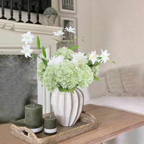 4Pcs Hydrangea Artificial Flowers Lifelike Faux Hydrangea 4pcs Light Green