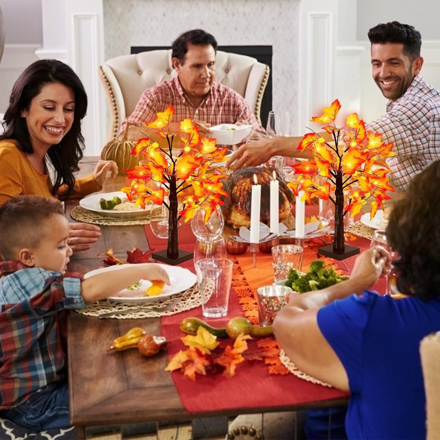 “18”” Lighted Artificial Pumpkin Tree Fall Farmhouse Decorations For Home Table