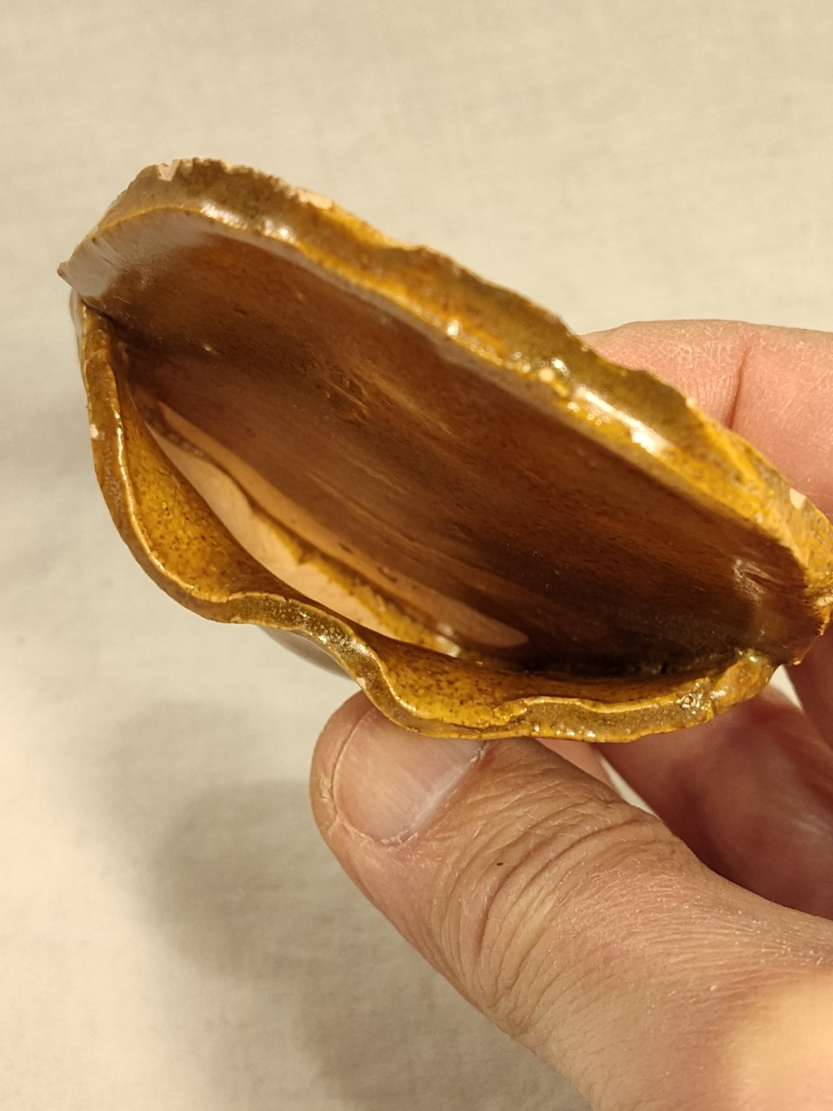 Hand Made Pottery Wall Pocket Brown Glaze For Dried Flowers