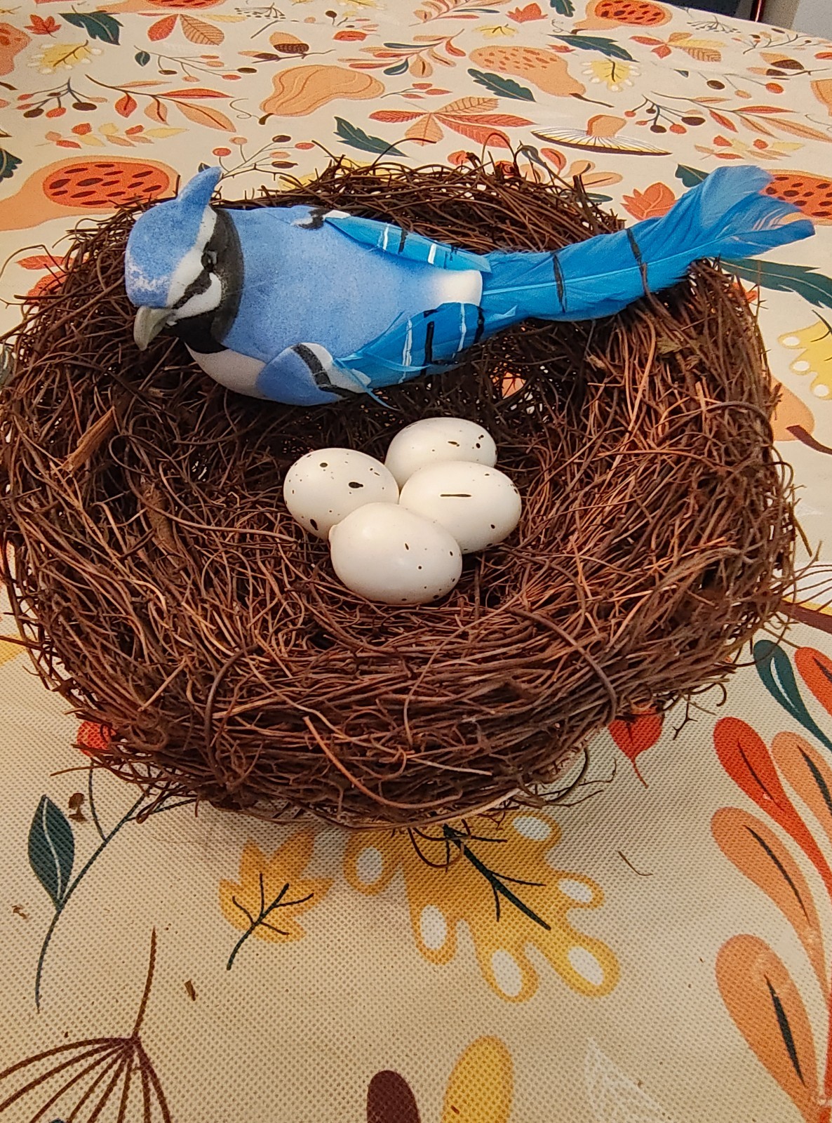 6″ Faux Artificial Bird’s Nest with 2 Bird’s & Colorful Eggs.