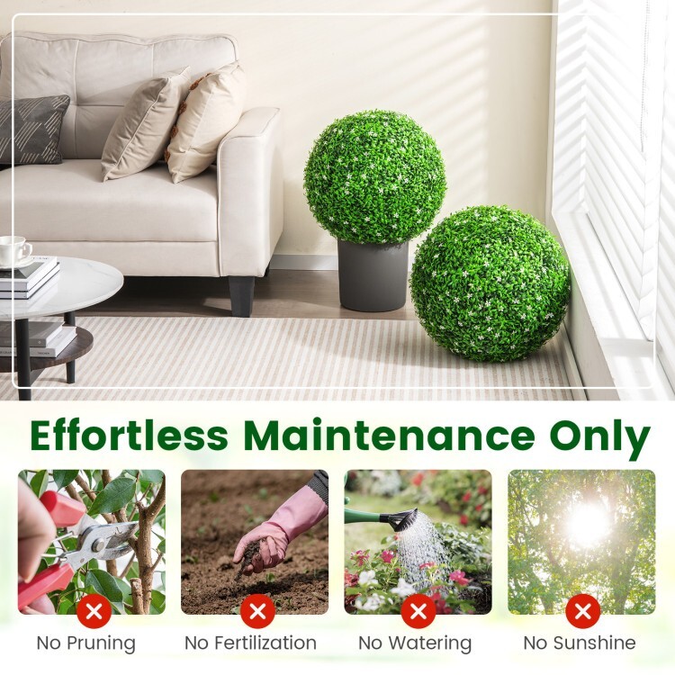 Topiary Ball Artificial Hanging Ball 2 Pack Faux Boxwood Plant Garden Home Decor