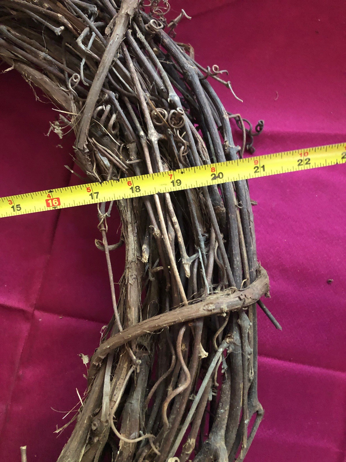 Natural Grapevine Wreath 20.5” Primitive Country Farmhouse Wall Craft Wedding