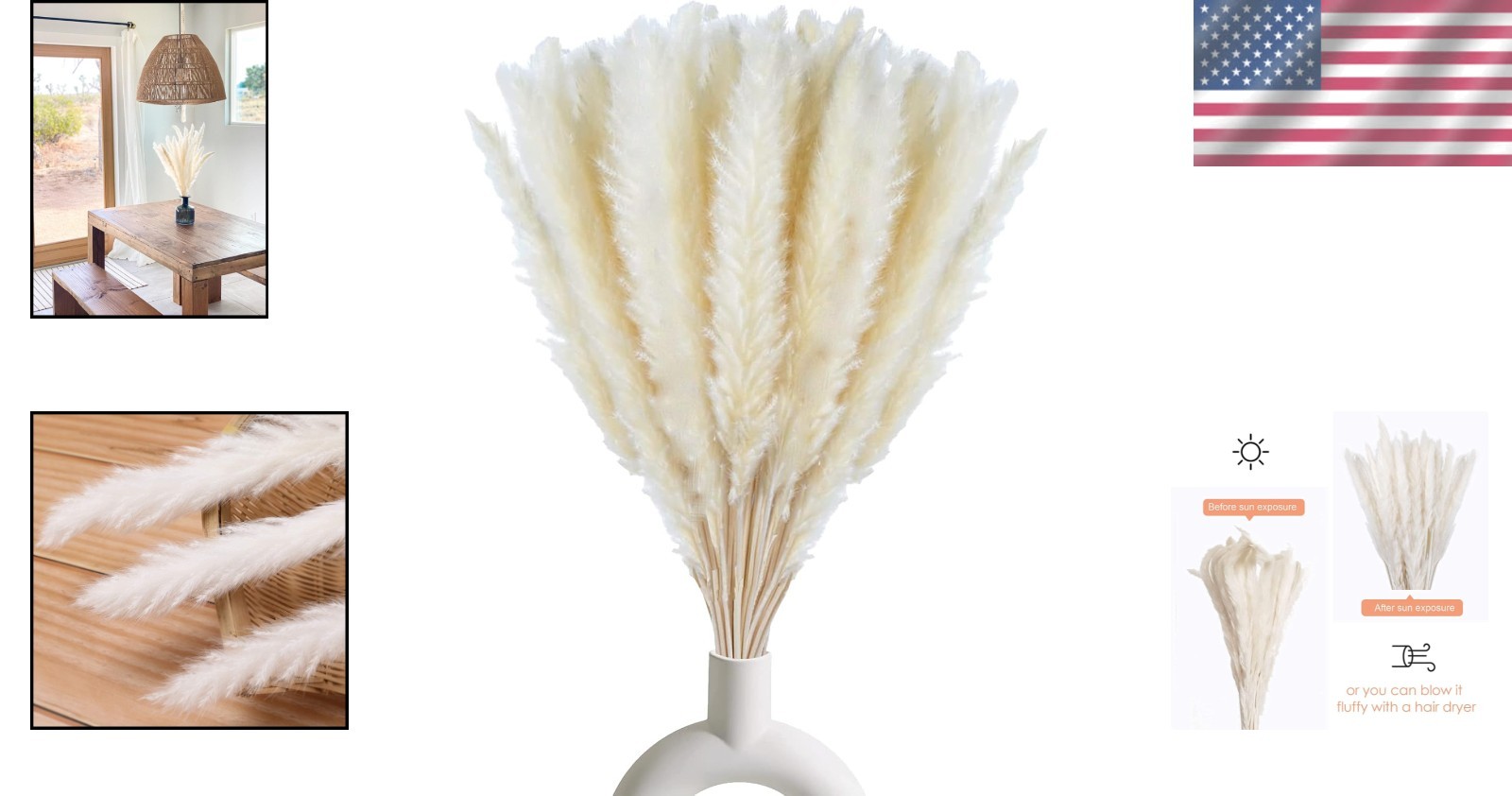 Elegant 30 Piece White Pampas Grass Set – 17 Inch Dried Decor for All Occasions