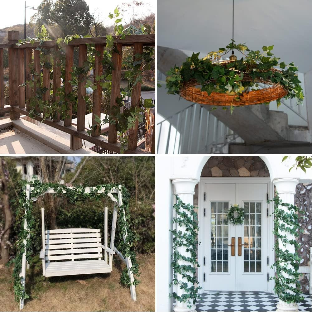 3Pcs Artificial Greenery Ivy Vines Kit, 6FT Odorless Silk Ivy Garland, Green Lea