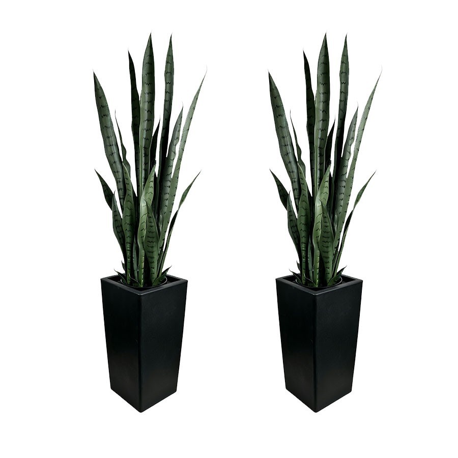 2 Pack 90cm Dark Green Artificial Snake Plant with Pots Indoor and Outdoor Decor