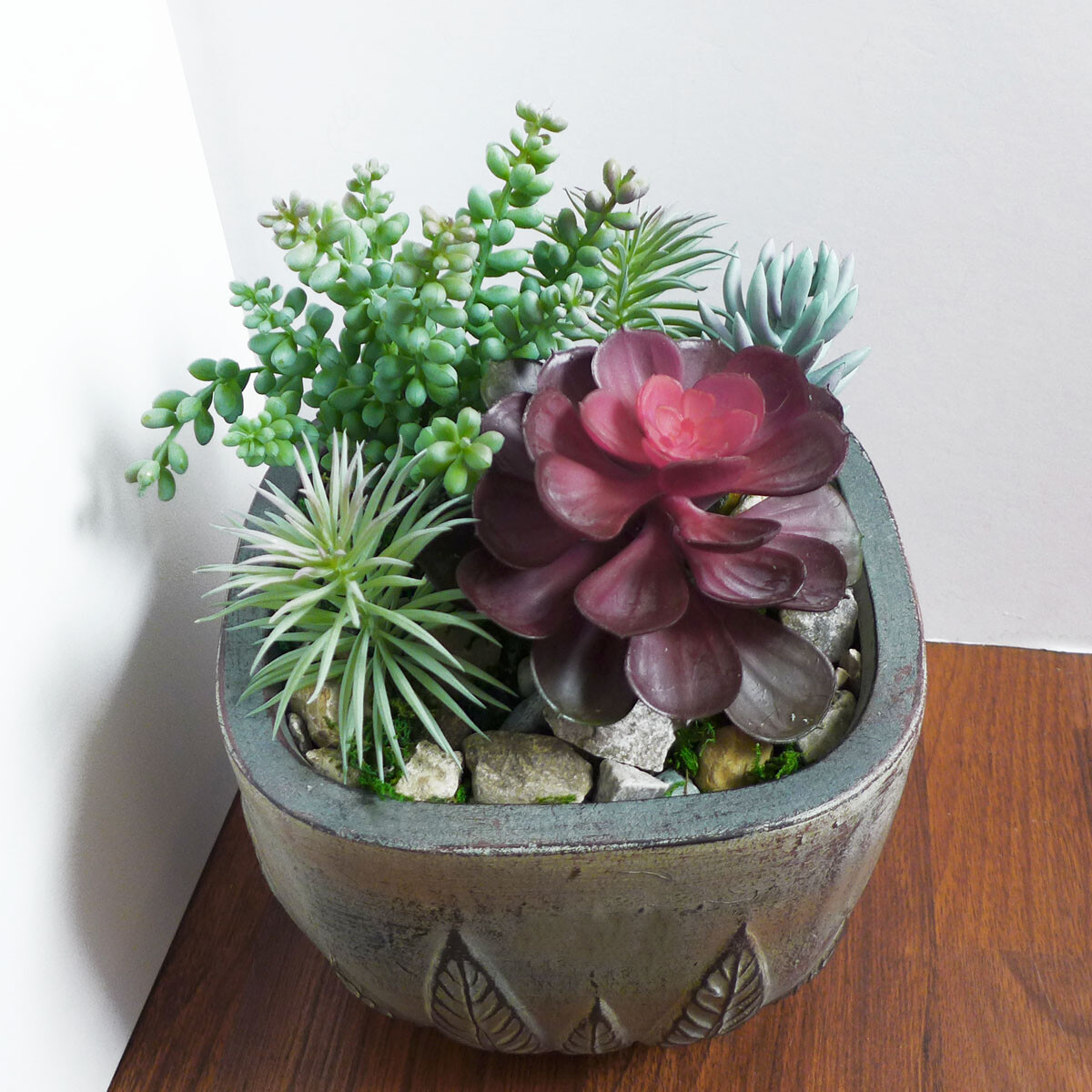 5 Pcs Artificial Plants Succulents Bean Red Louts Flower Pine Trees (#64)