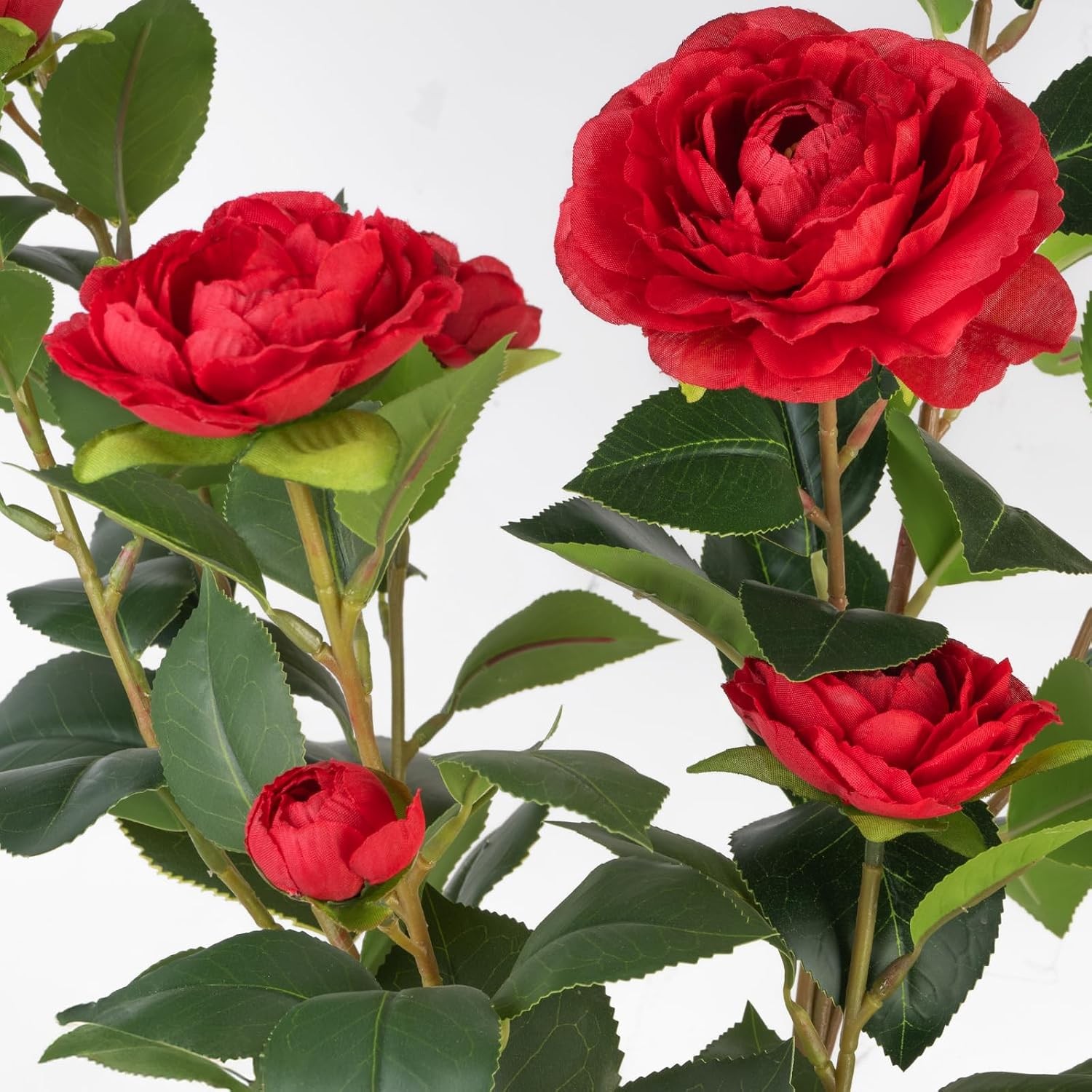 Artificial Camellia Tree 2 Pack, 3FT Faux Camellia Plant in Pot, 36 inch Fake