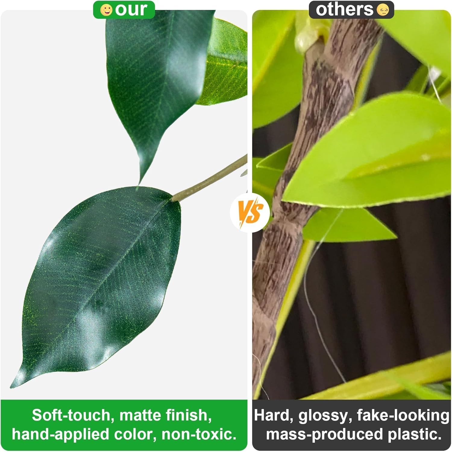 Artificial Ficus Tree 6FT Indoor Faux Tree with Pot Real Looking Green Decor