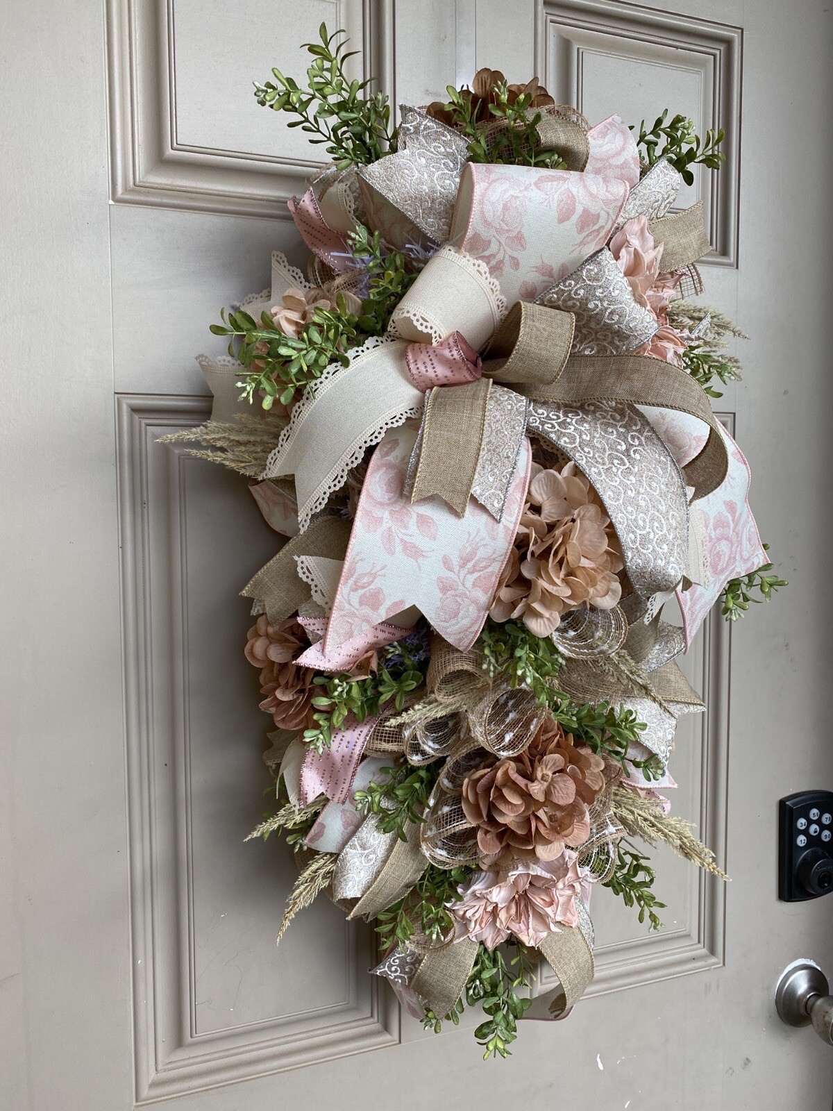 Boho Champaign Floral Wedding Flowers/ Rustic Farmhouse Swag Baby Shower Gift