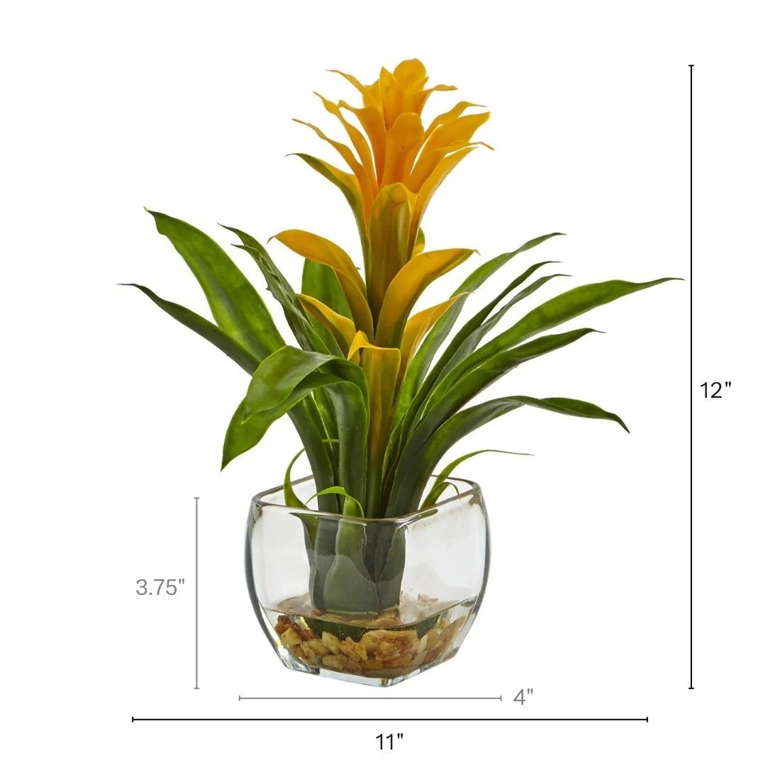 12″ Bromeliad with Vase Arrangement Yellow