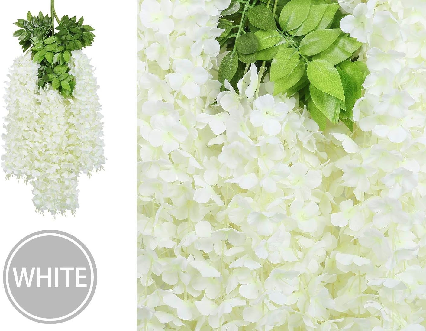 U’Artlines 24 Pack (Total 86.4 Feet) Artificial Fake Wisteria Vine Rattan Hangin