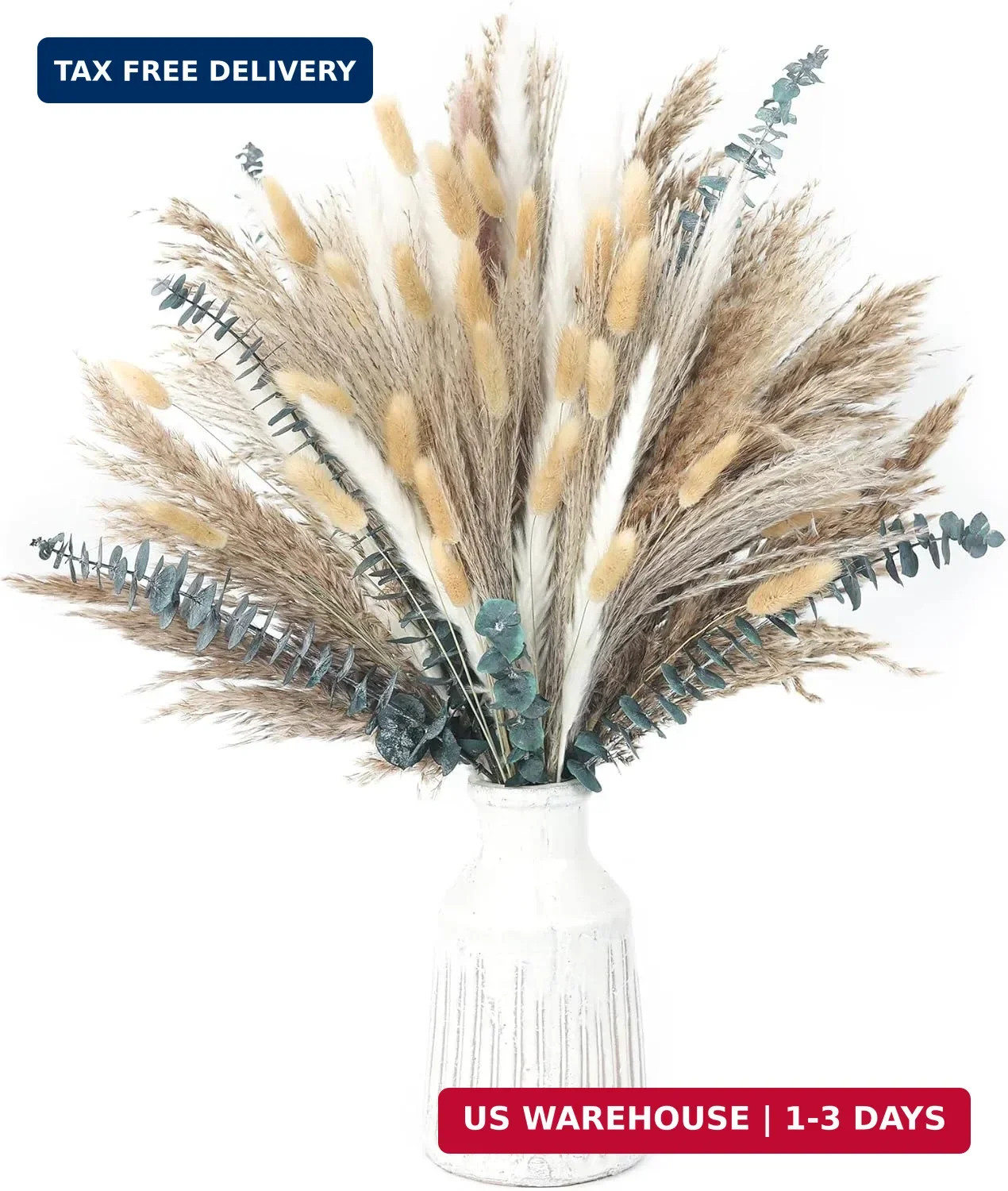 xin’s convey 120 PCS Dried Pampas Grass, Dried Flowers, Reed Grass Bouquet for B