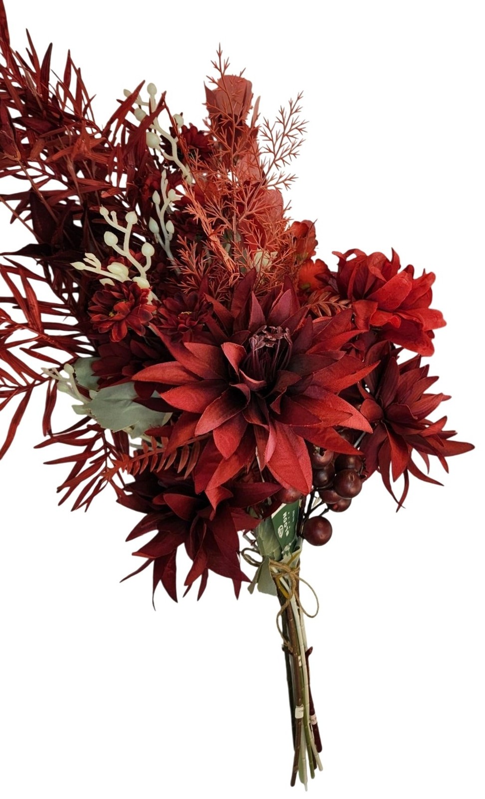 Burgundy Faux Flower Mixed Bouquet 11 Stems Floral Arrangement Realistic