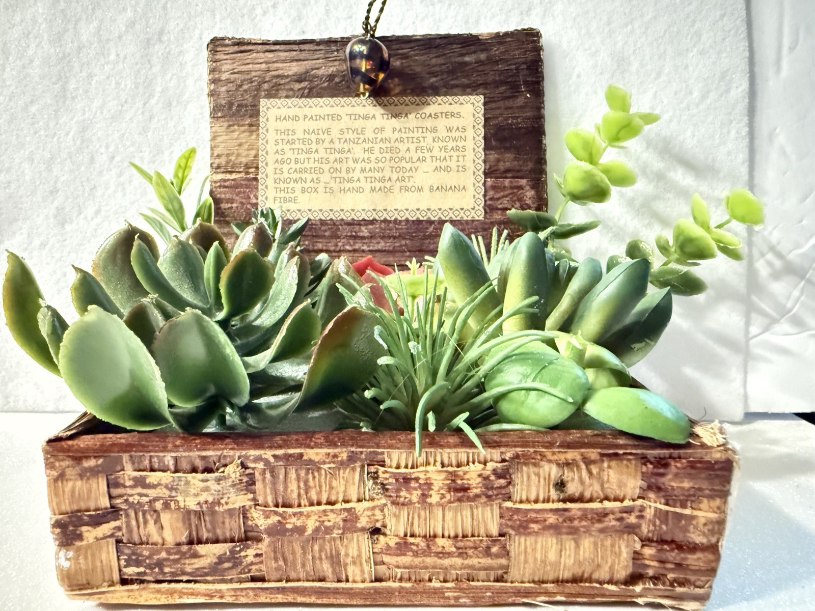 Handmade Box From Banana Fiber Artificial Succulents Repurposed Beautiful