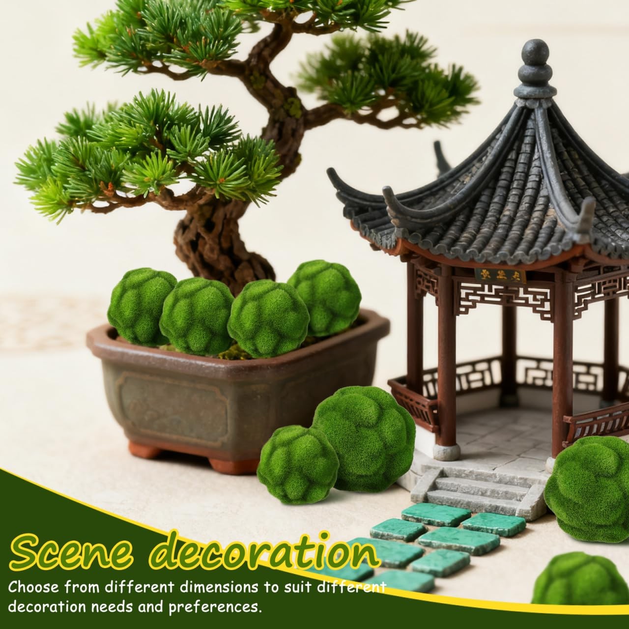 4.7 Inch Faux Moss Balls Decorative Green Mossy Orbs Home Garden Centerpiece