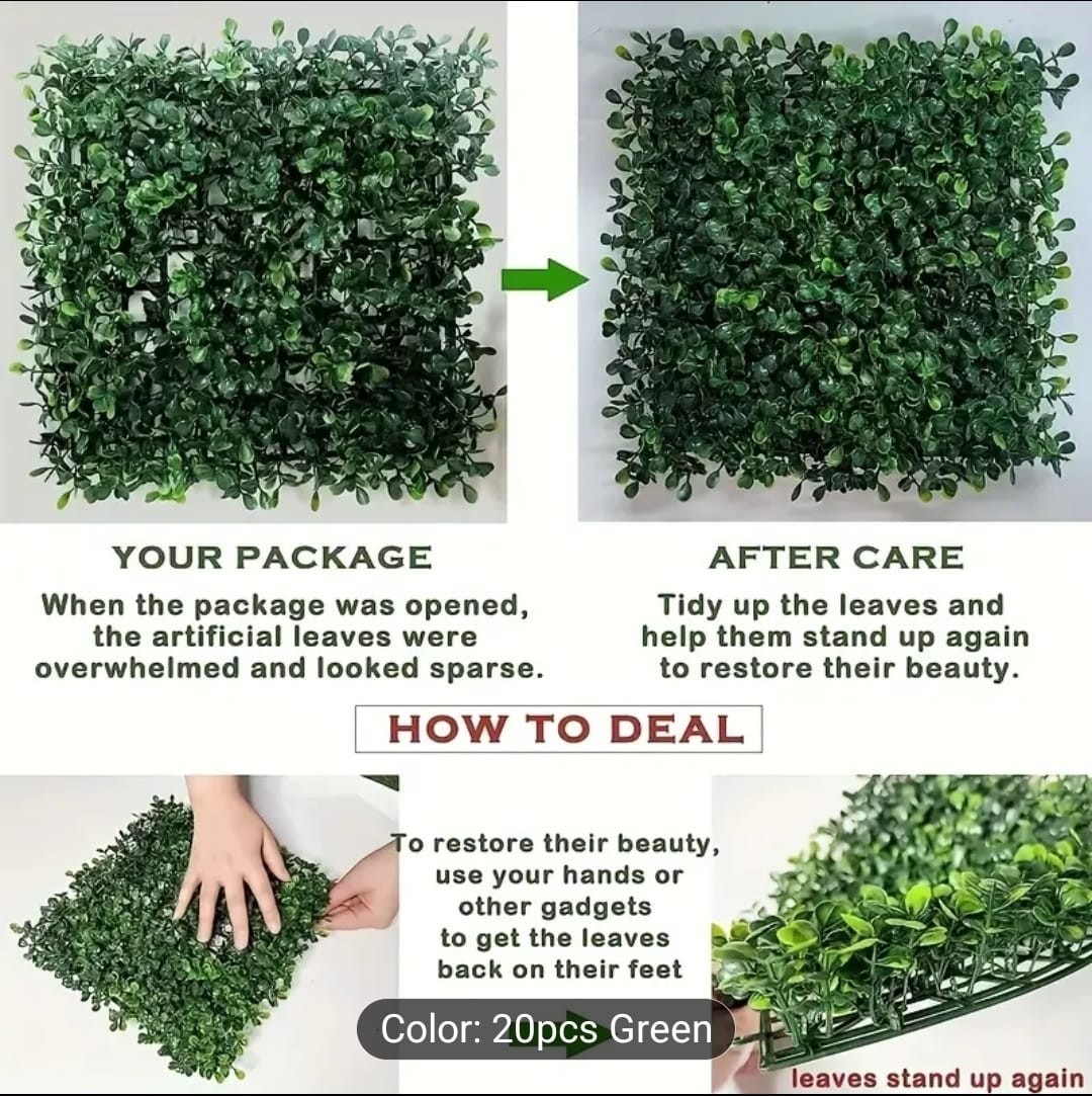 20pcs Artificial Plant Wall with Nylon Belt, Artificial Lawn for Home