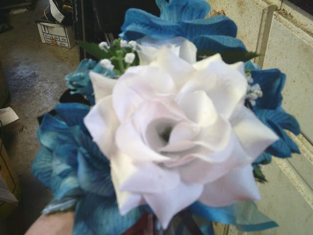 Used Artificial Blue, Black & White Rose Flower Wedding Bouquets