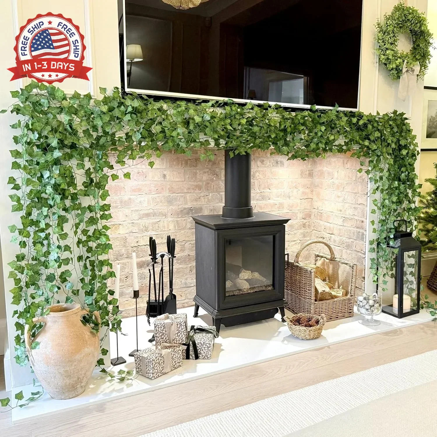 CQURE 24 Pack 168Ft Artificial Ivy Fake Vines,Ivy Garland Greenery Garland Fake