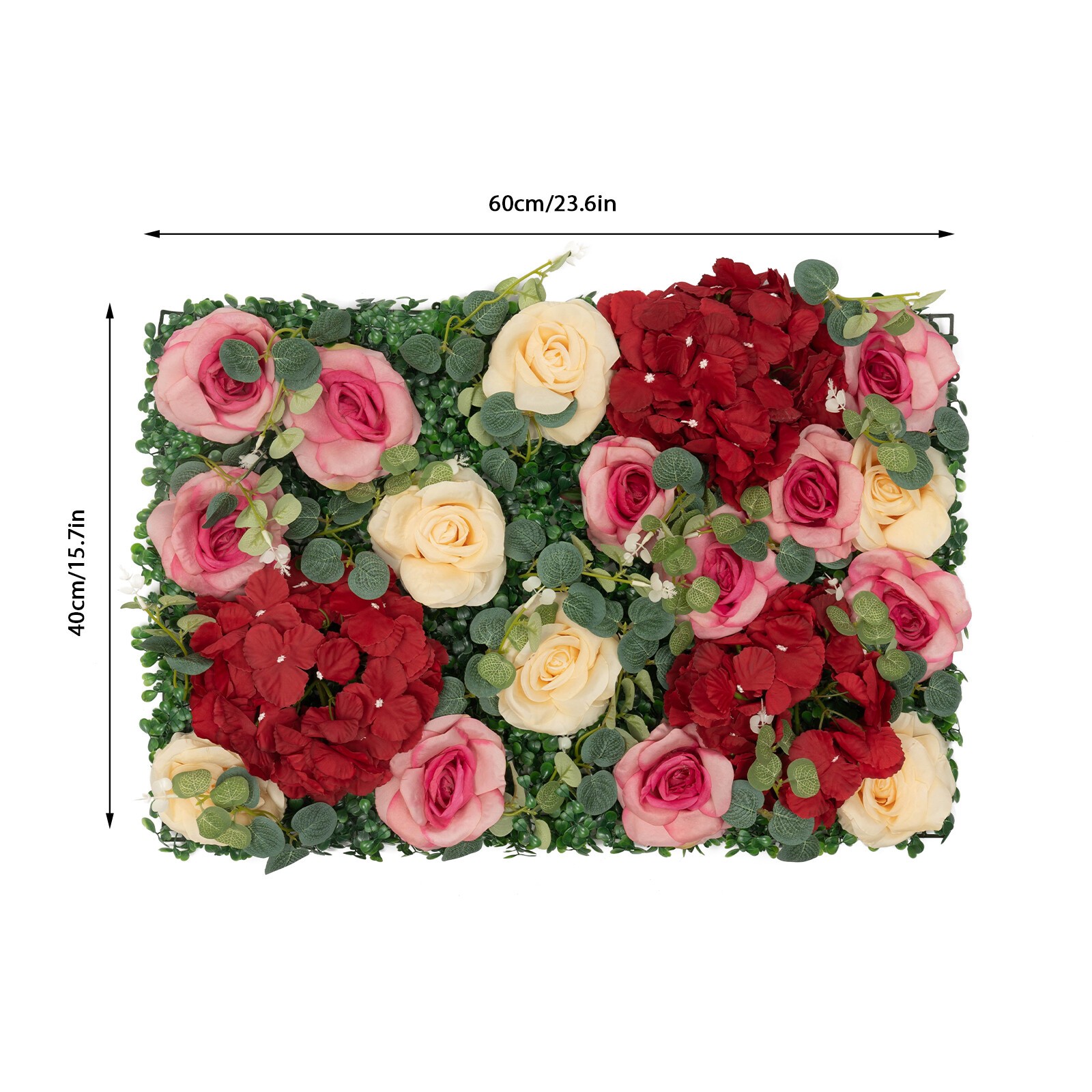 6Pcs Artificial Flower Wall Panel Backdrop Wedding Rose Hydrangea Flower Decor