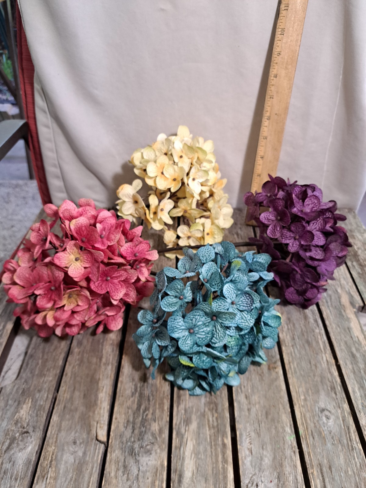 Artificial Hydrangea Flowers 4 Bundles Purple, Pink, Teal & Yellow #4797L473