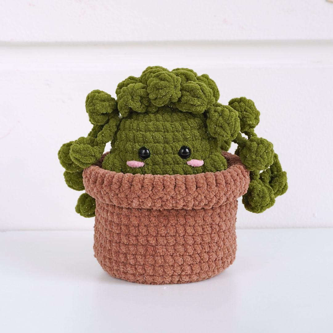 Handmade Crochet String of Pearls Plant Pot Cute Crochet Desk Decor