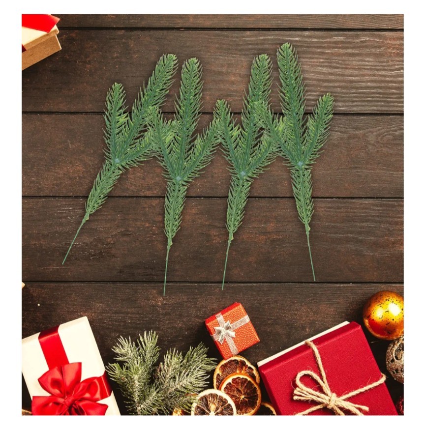 50 Pcs Artificial Pine Branches 10″ Green Needles DIY Christmas Wreath Garland