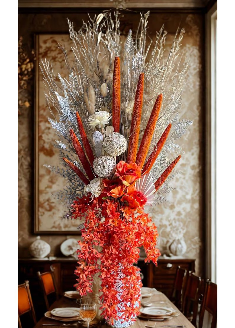 Tall Orange Wedding Centerpiece Elegant Living Dining Room Decor Bedroom Accent