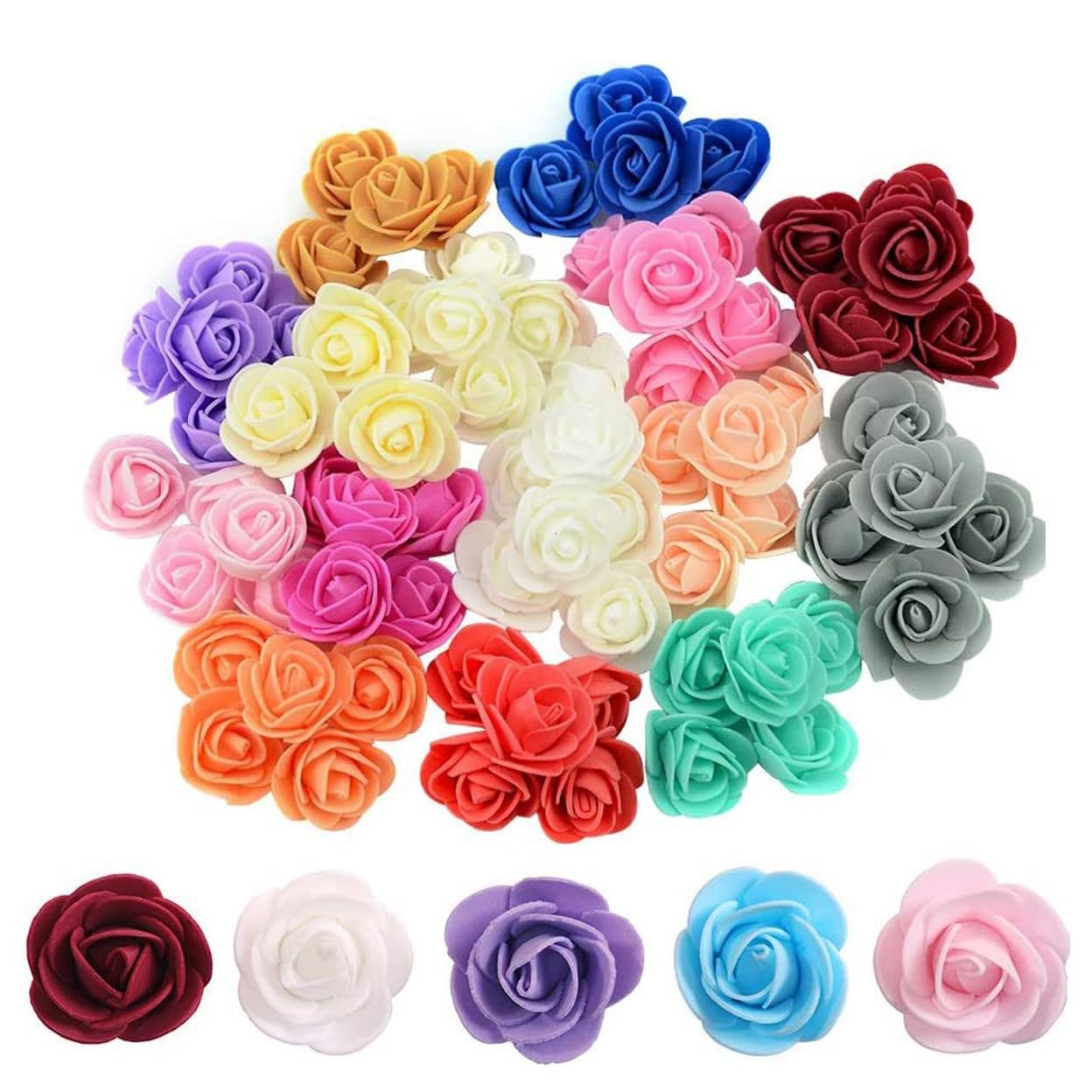 200Pcs 1.37 Inch Mini Artificial Rose Flowers Heads PE Foam Fake Rose Heads f…