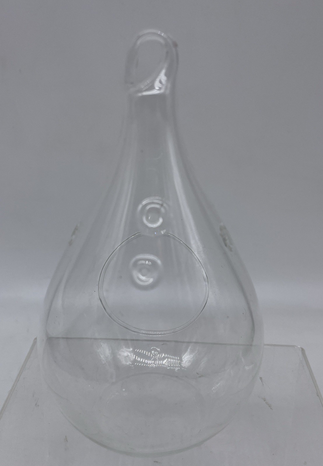 6 Blown Glass Teardrop Hanging Plant Terrarium 5” Clear EUC