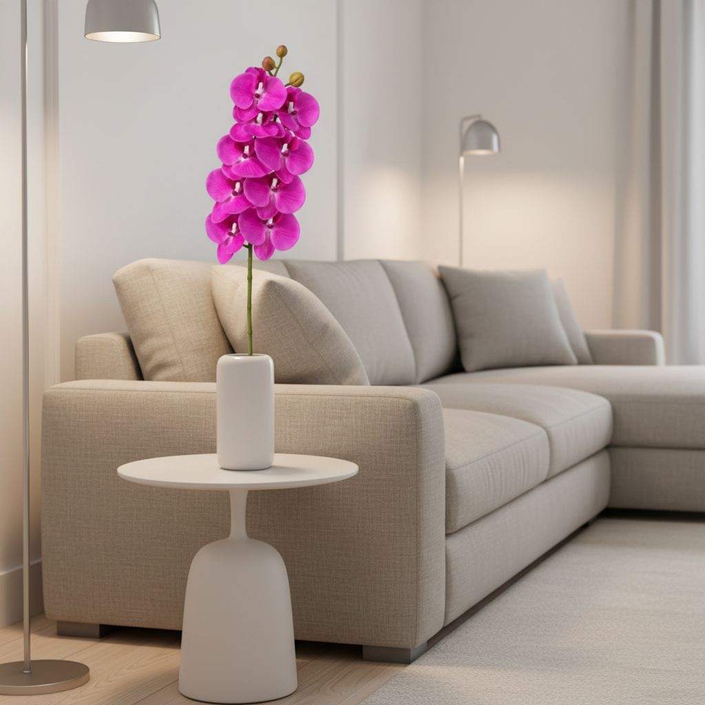 Purple Orchid Stem Artificial Floral Pick 26 Inch Magenta Purple Faux Orchid Spr