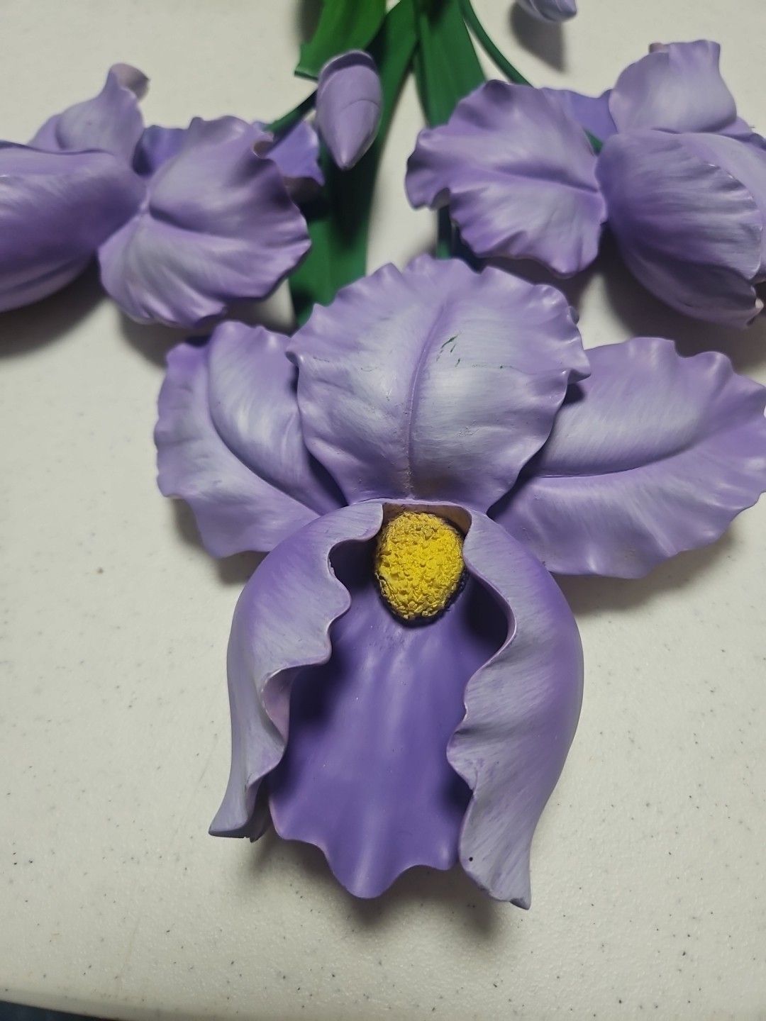 Purple Iris, 29″L× 13″W, WMG , Wall Decor, Ceramic/Resin Flowers & Metal Stem