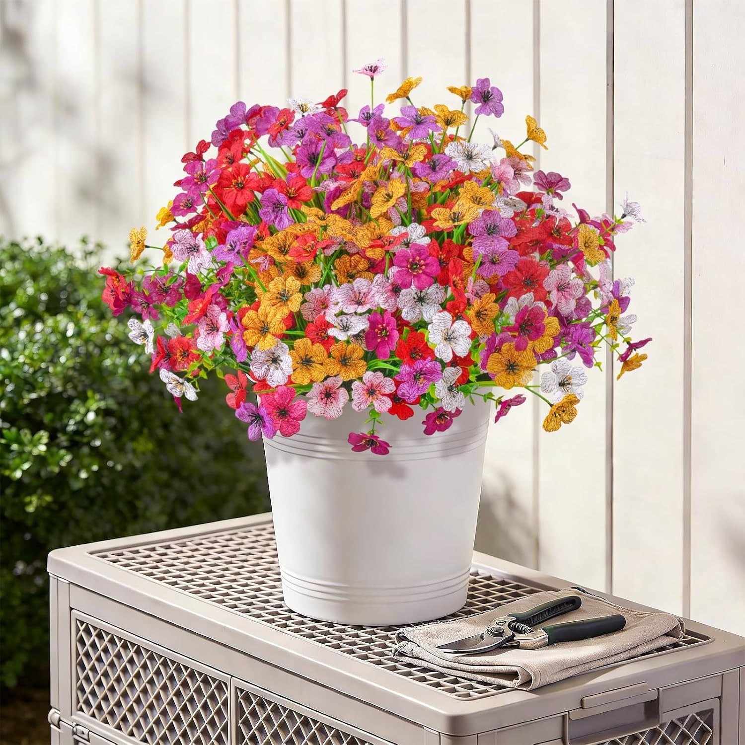 24 Bundles Artificial Flowers for Outdoor Decoration, Fake Flowers No Fade UV Re