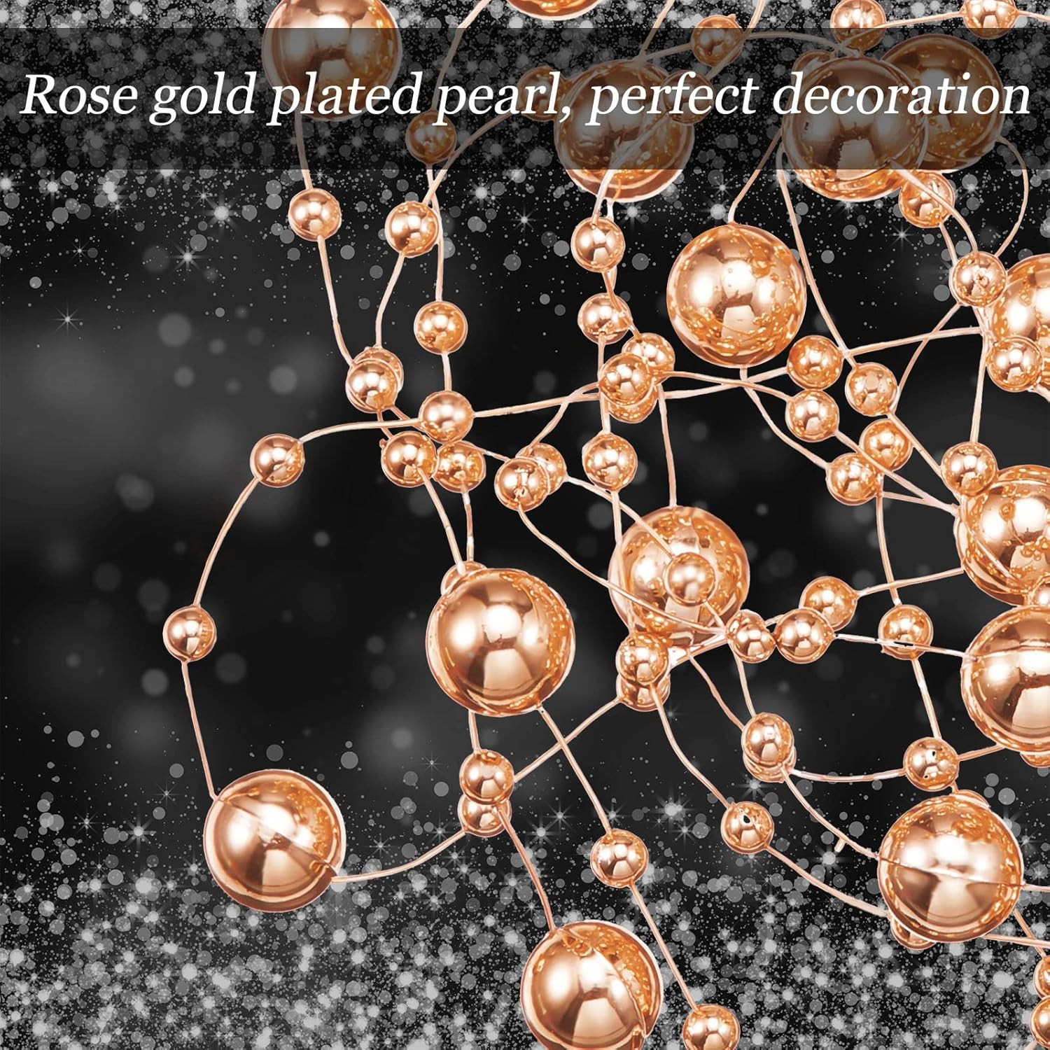 Artificial pearl bead garland floating candle vase decor