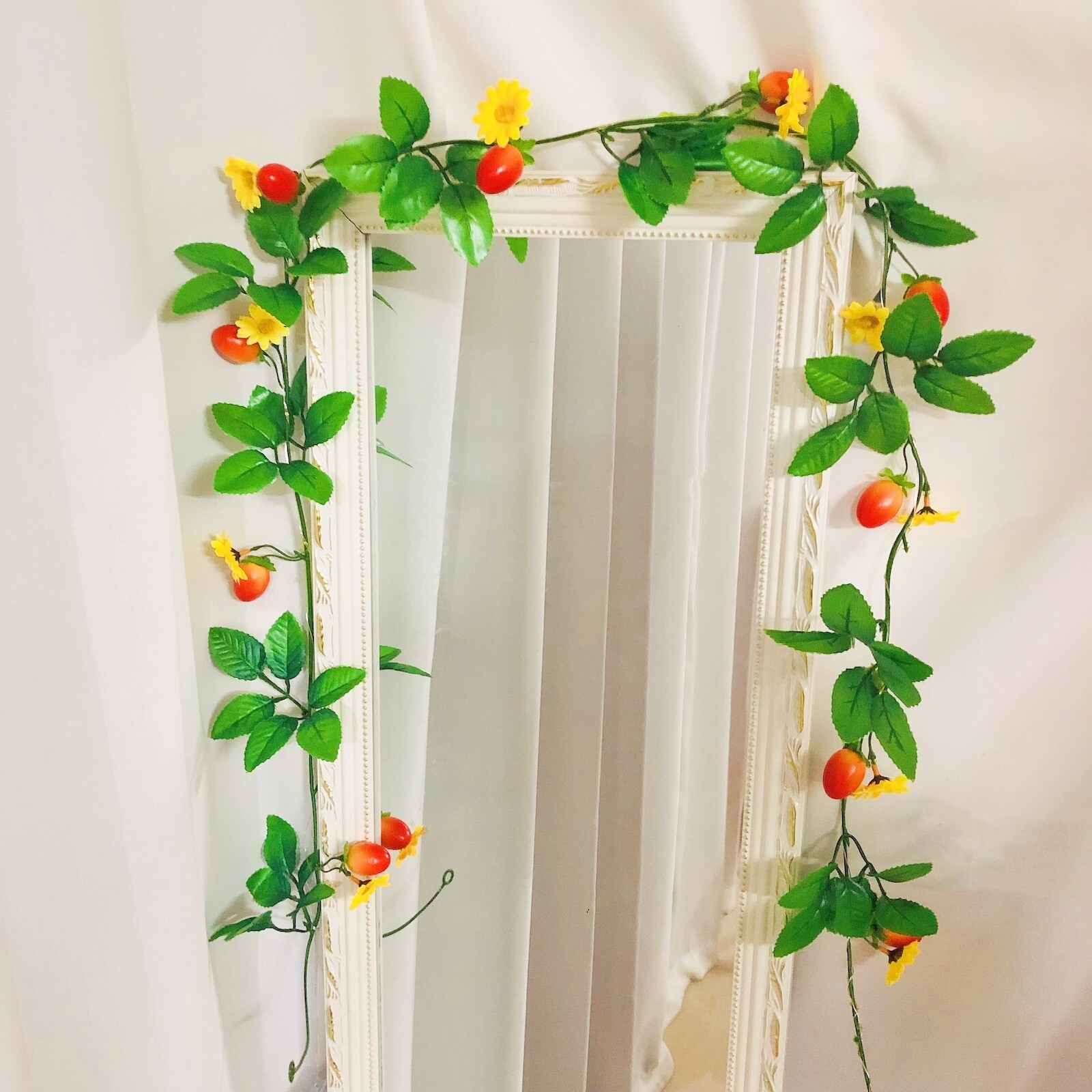 Artificial Red Cherry Tomato Plant Garland for Home Garden Wedding Party Decor