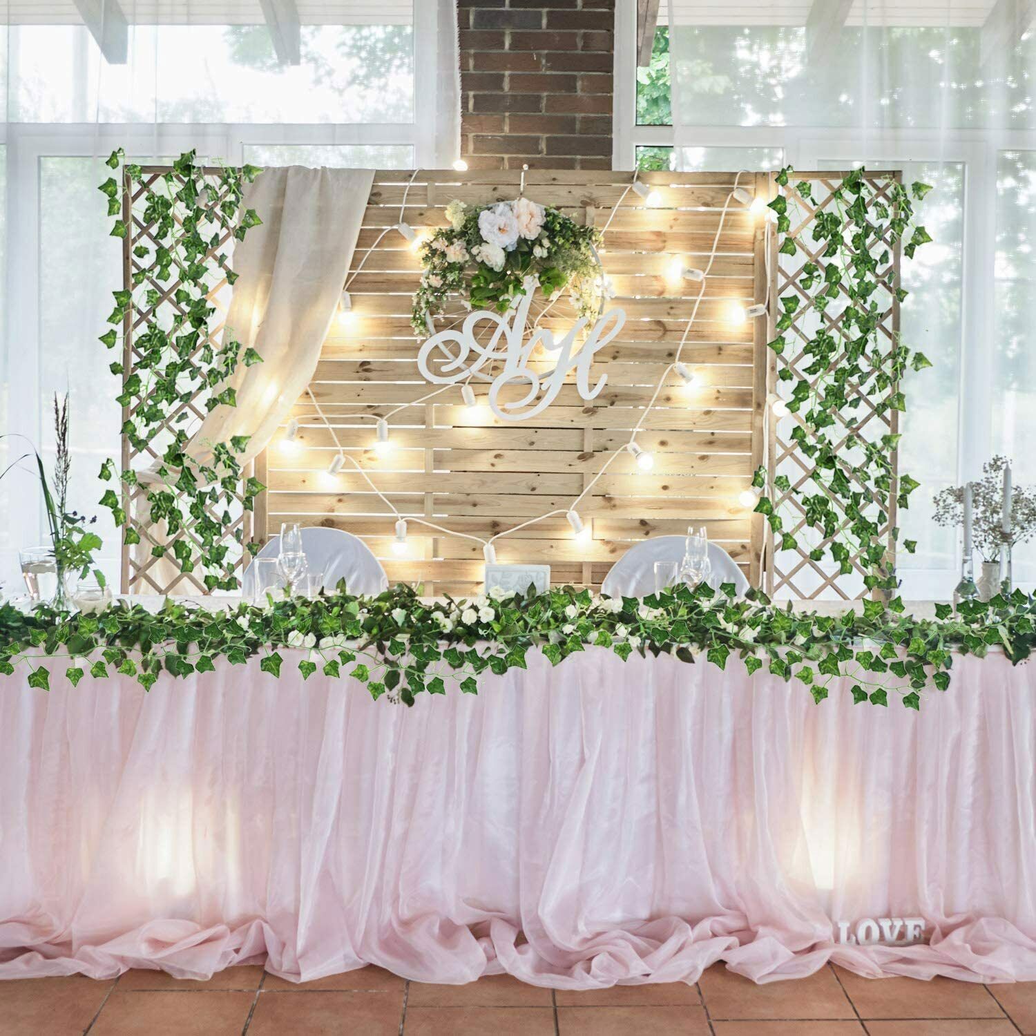 12 PCS Artificial Ivy Leaf Plants Fake Hanging Plants Home Decoration Green