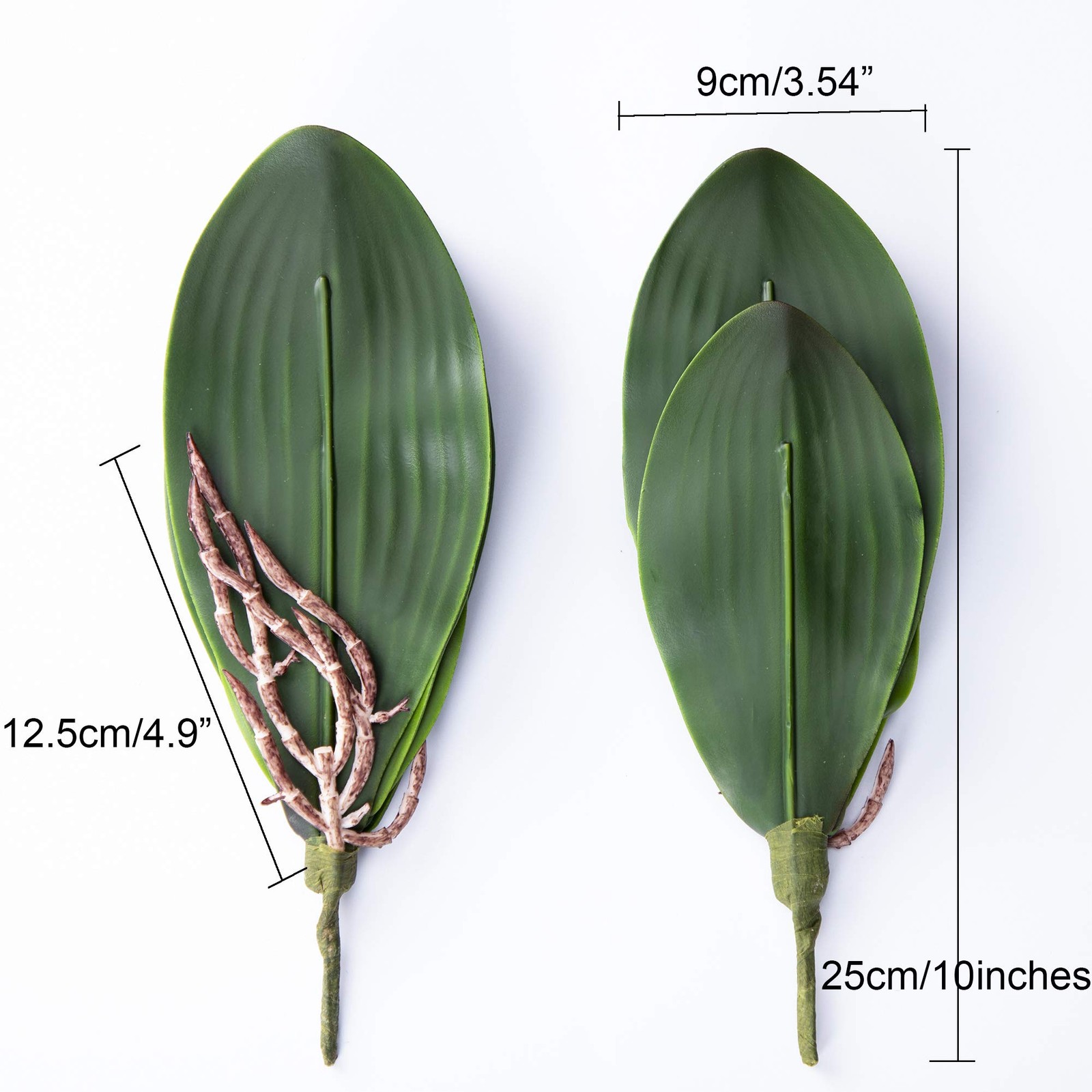 Faux Orchid Leaves Artificial Phalaenopsis Leaf Bulk 10 Inches 2Pcs Real Touch L