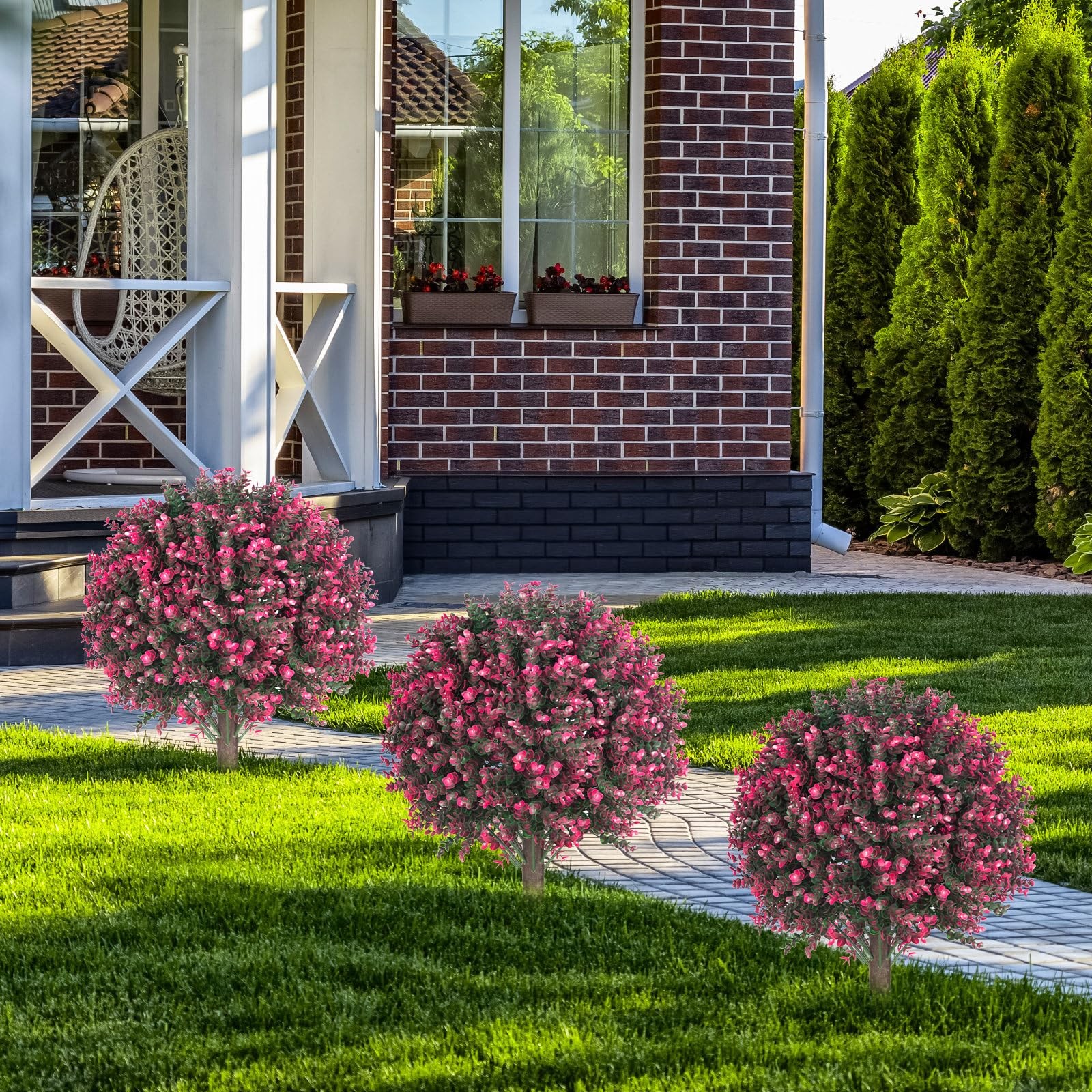 24″ Artificial Boxwood Topiary Bushes UV Resistant for Outdoor 2PCS