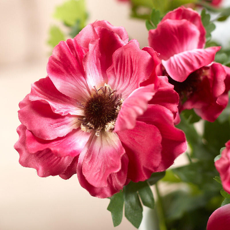 Package of 6 Fuchsia Artificial Poppy 22″ Floral Sprays
