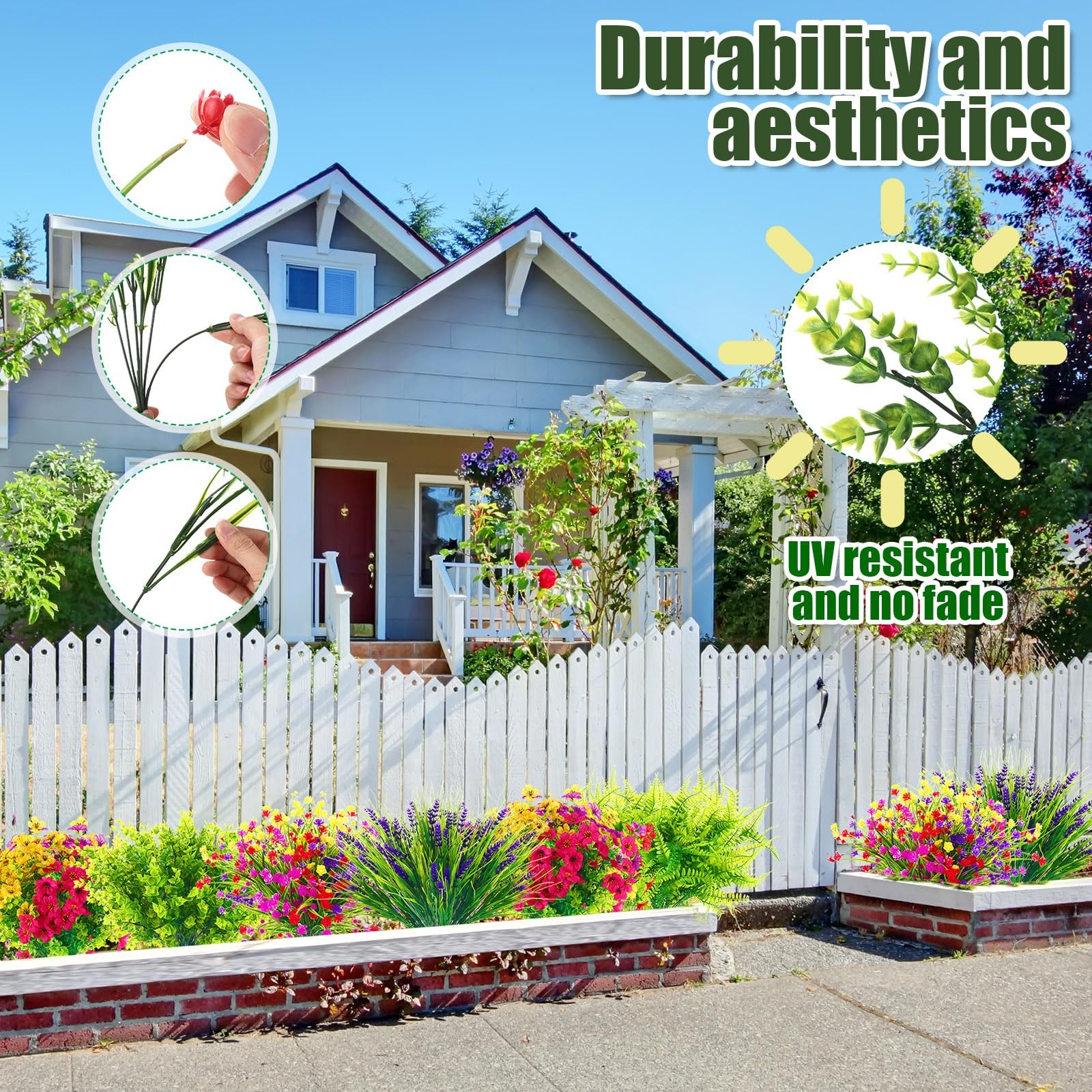 58 Pcs Artificial Fake Hanging Flowers Set for Outdoor Artificial Plants UV R…