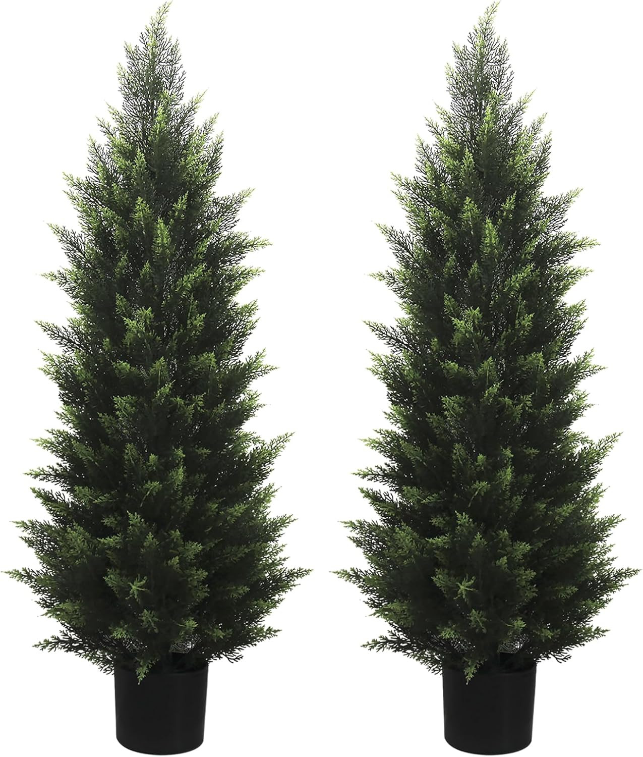 Set of 2 UV Rated 4FT Lifelike Artificial Cedar Topiary Trees for Outdoor Decor