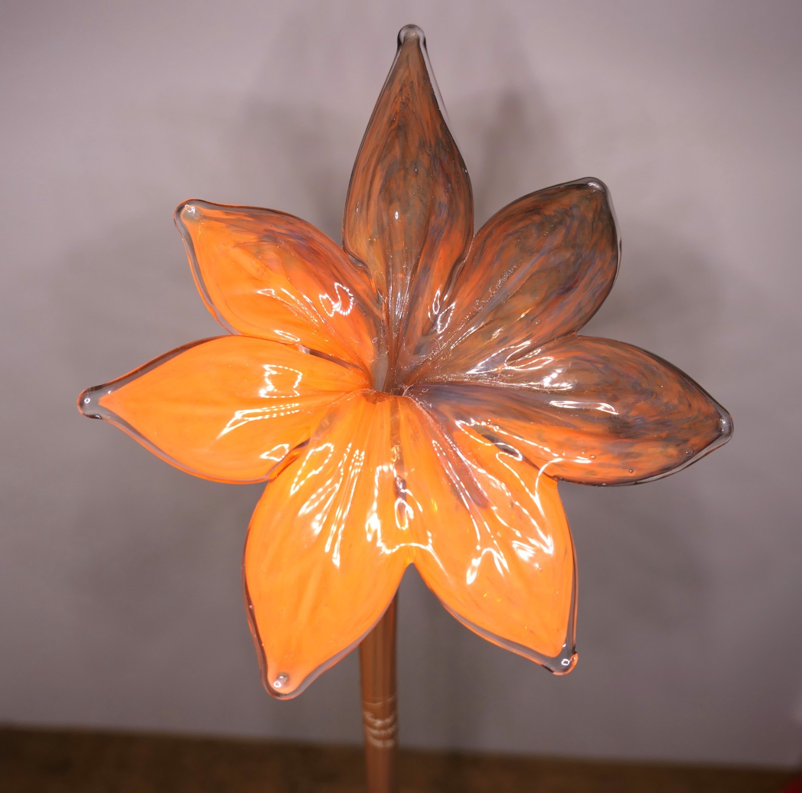 4 Art Glass Flowers Long Stem Czech Republic Royal Gallery Lilies Tulips 18″