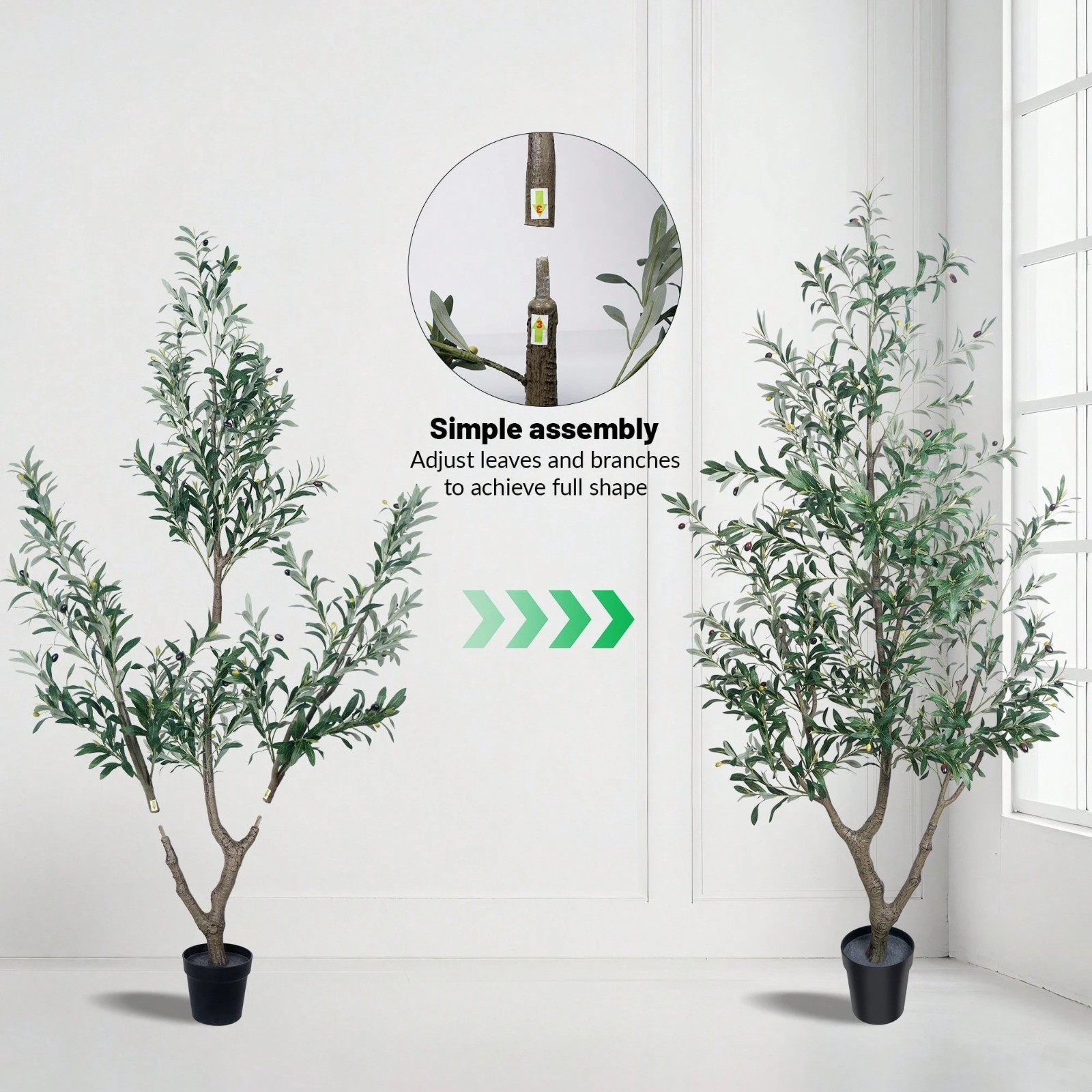 5ft 6ft 7ft Artificial Olive Tree Real Wood Trunk Faux Plant Indoor Home Decor