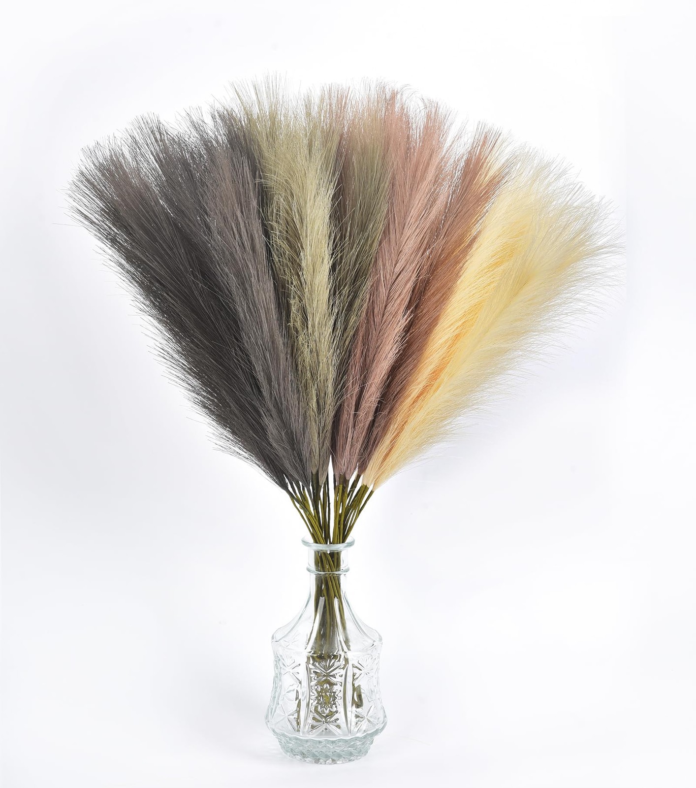 Beige Faux Pampas Grass Bouquets Artificial Fake Reed Flowers 23 In 16 PCS