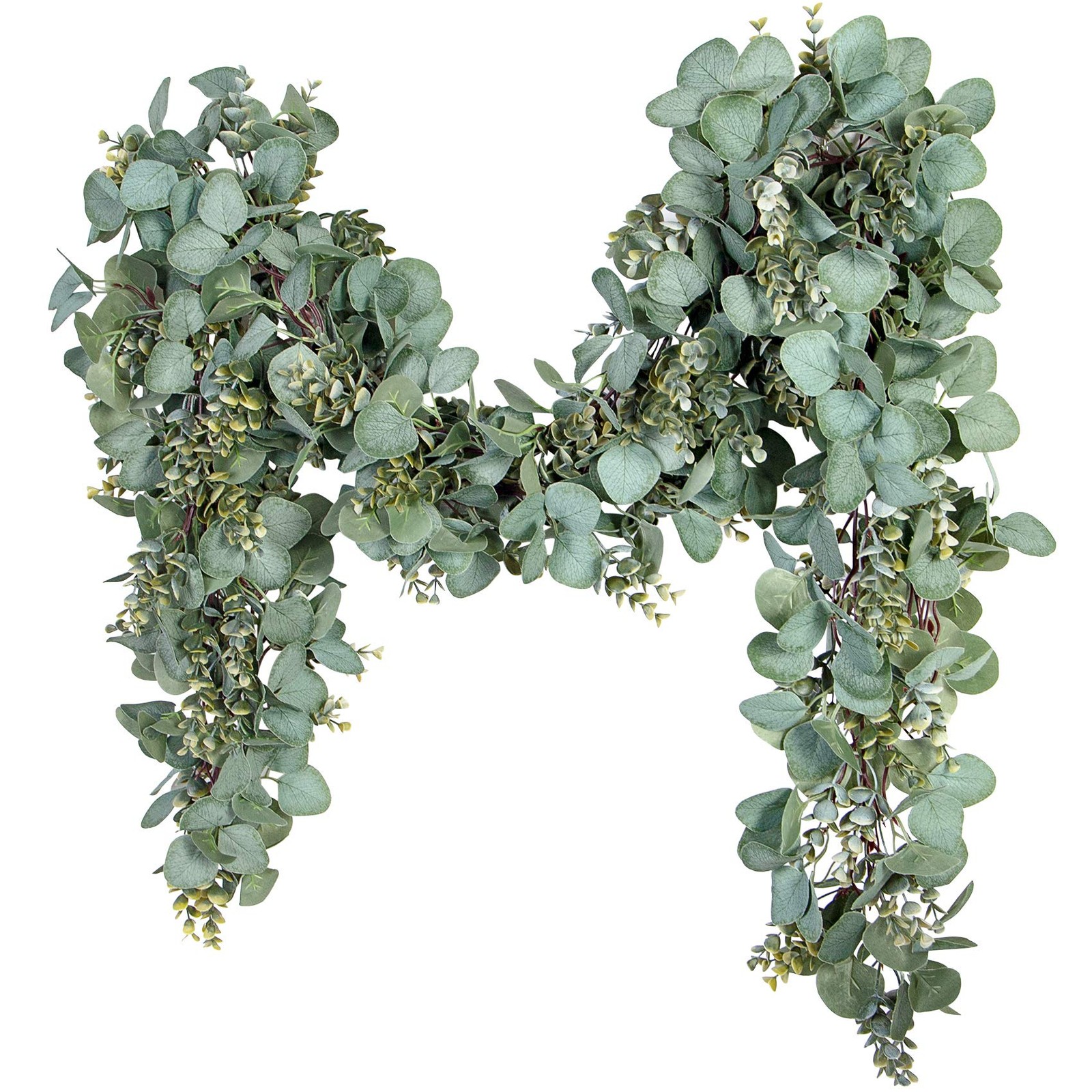 Eucalyptus Garland 6.56 Ft Lush Silver Dollar Leaves Boxwood Artificial Faux …